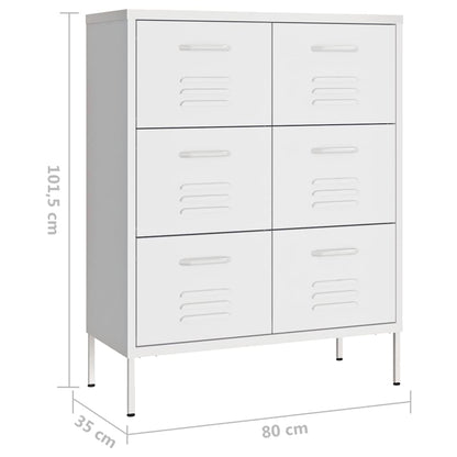 Cassettiera Bianca 80x35x101,5 cm in Acciaio