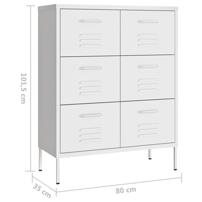 Cassettiera Bianca 80x35x101,5 cm in Acciaio