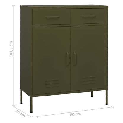Olive Green Cabinet 80x35x101.5 cm in Steel