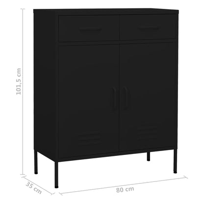 Armadietto Nero 80x35x101,5 cm in Acciaio | homemem39