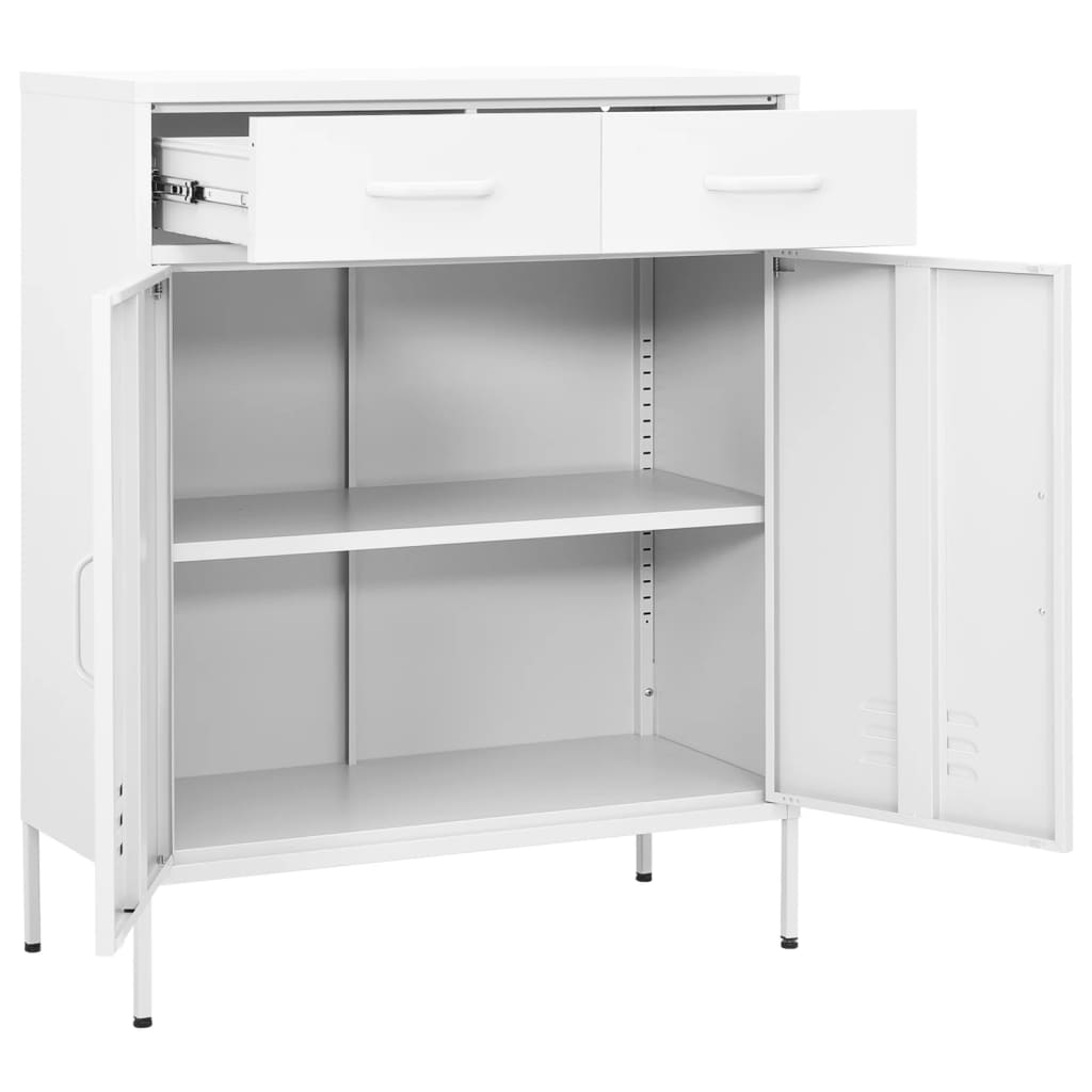 Armadietto Bianco 80x35x101,5 cm in Acciaio | homemem39
