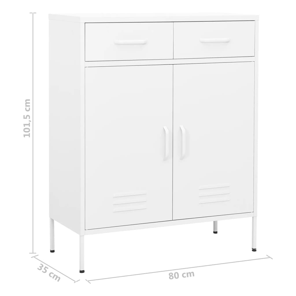 Armadietto Bianco 80x35x101,5 cm in Acciaio | homemem39