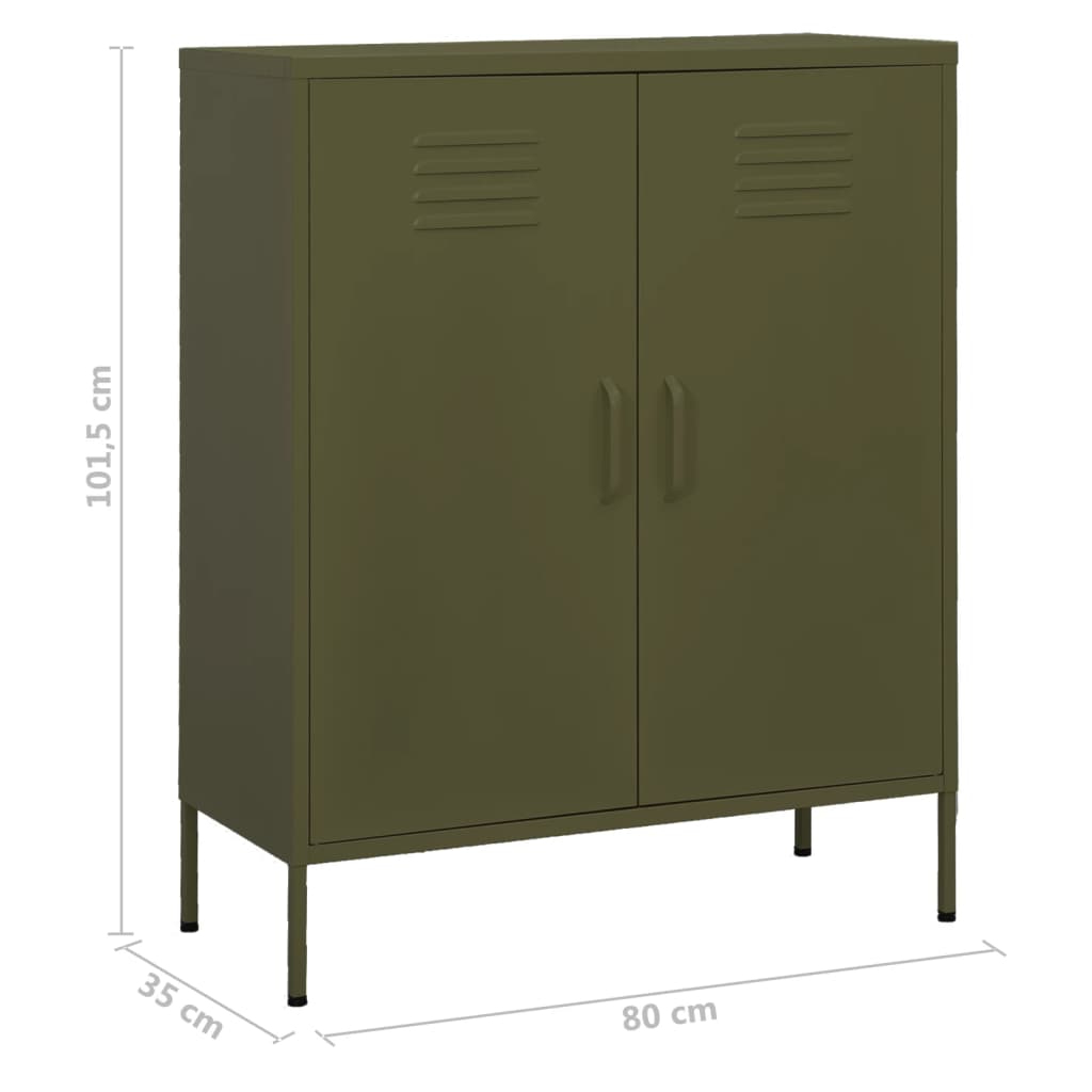Armadietto Verde Oliva 80x35x101,5 cm in Acciaio | homemem39