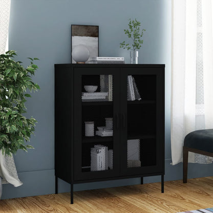 Armadietto Nero 80x35x101,5 cm in Acciaio | homemem39
