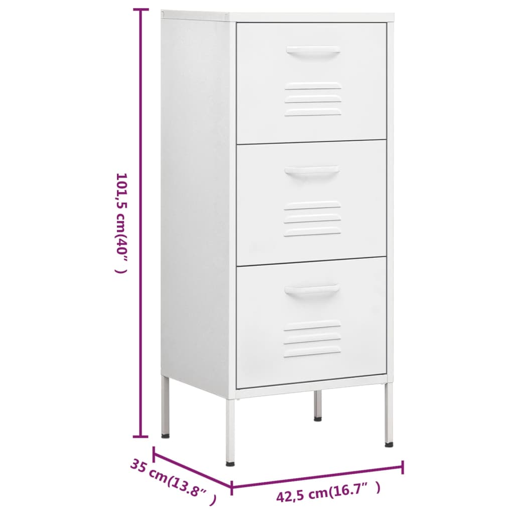 Armadietto Bianco 42,5x35x101,5 cm in Acciaio | homemem39