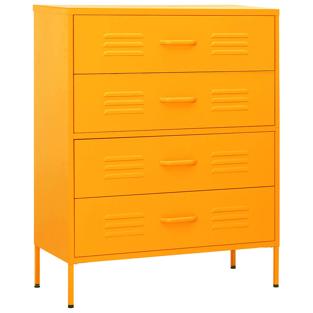 Cassettiera Giallo Senape 80x35x101,5 cm in Acciaio