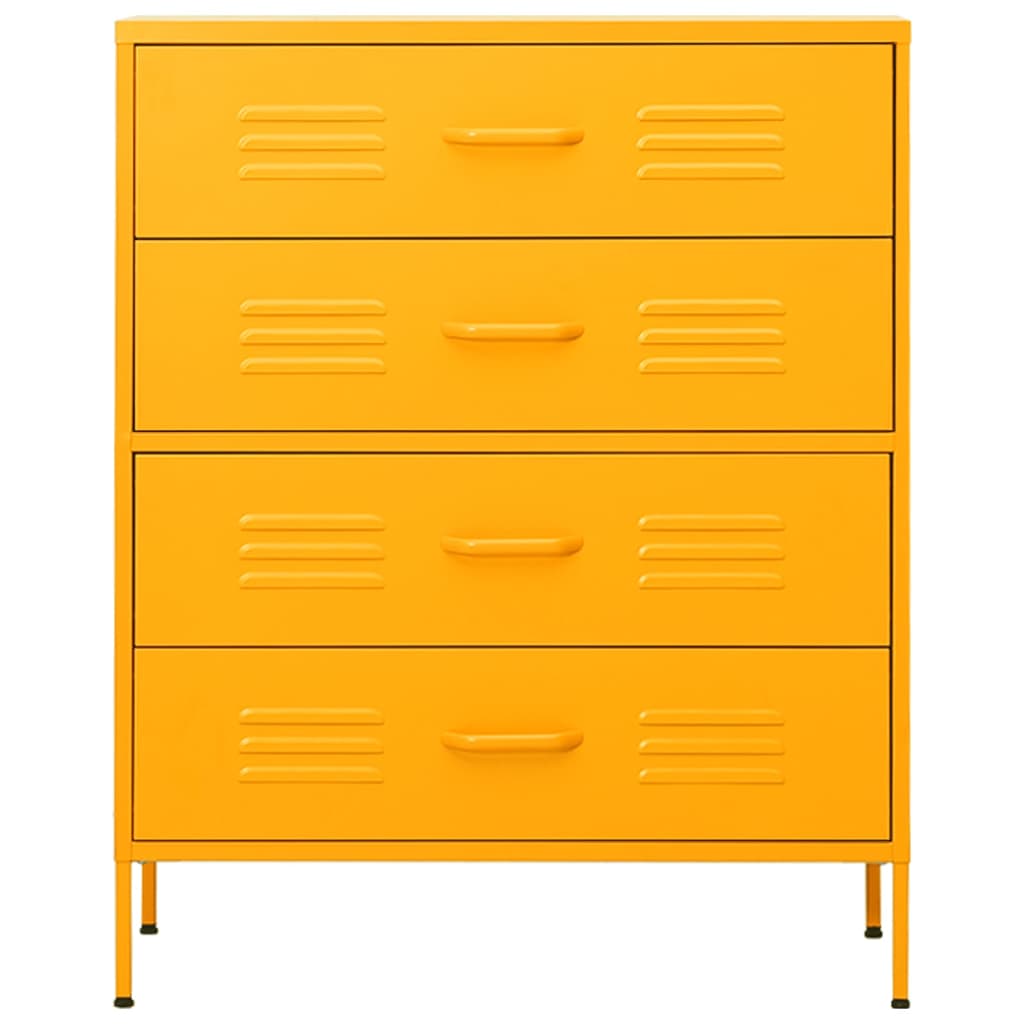 Cassettiera Giallo Senape 80x35x101,5 cm in Acciaio | homemem39