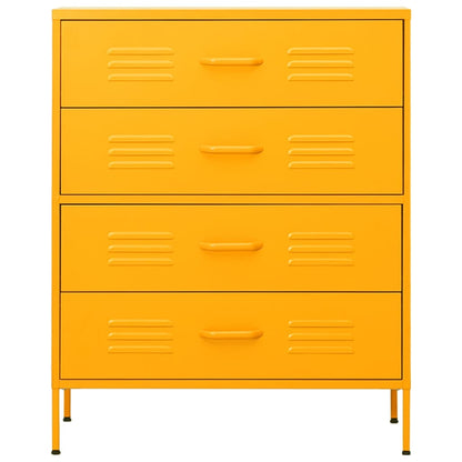 Cassettiera Giallo Senape 80x35x101,5 cm in Acciaio | homemem39