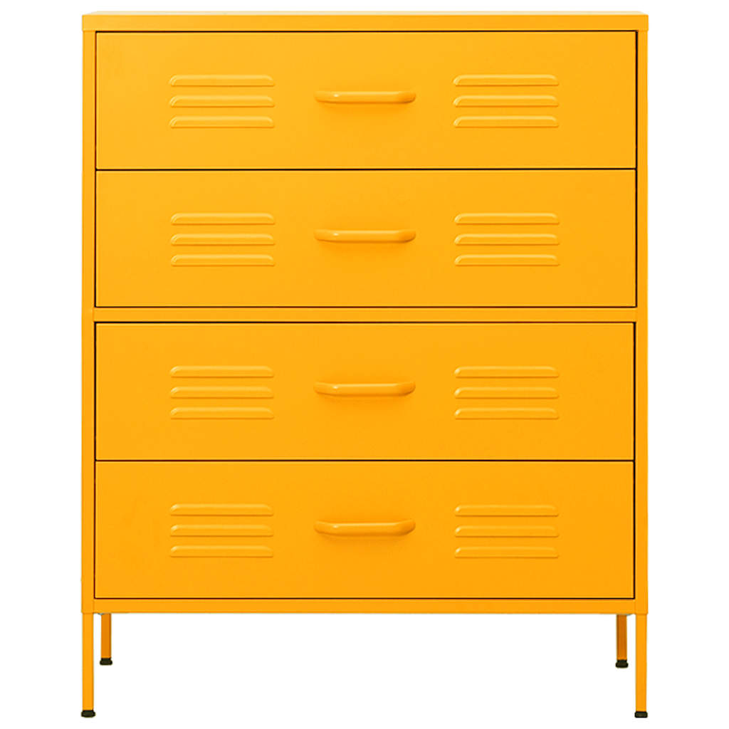 Cassettiera Giallo Senape 80x35x101,5 cm in Acciaio