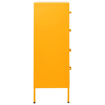 Cassettiera Giallo Senape 80x35x101,5 cm in Acciaio