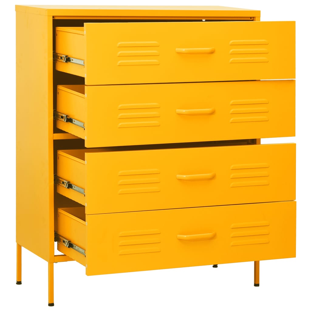 Cassettiera Giallo Senape 80x35x101,5 cm in Acciaio | homemem39