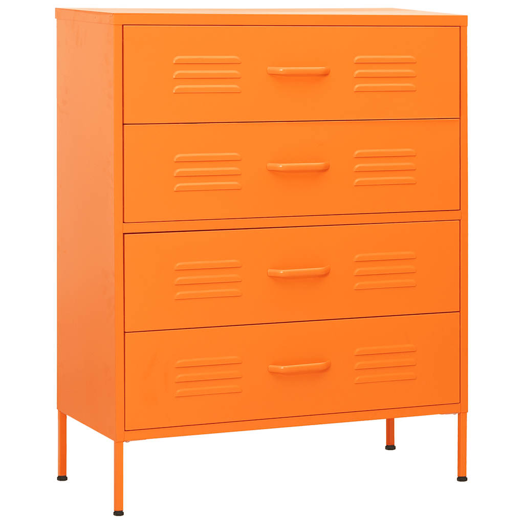 Cassettiera Arancione 80x35x101,5 cm in Acciaio | homemem39