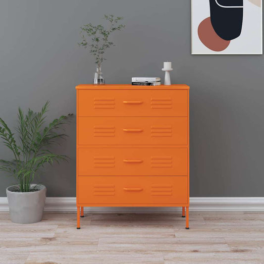 Cassettiera Arancione 80x35x101,5 cm in Acciaio | homemem39