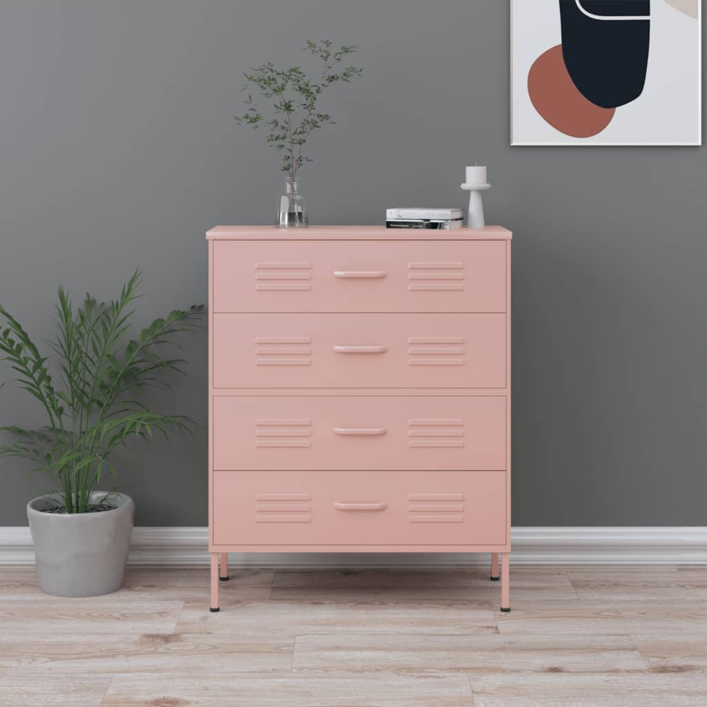 Cassettiera Rosa 80x35x101,5 cm in Acciaio | homemem39
