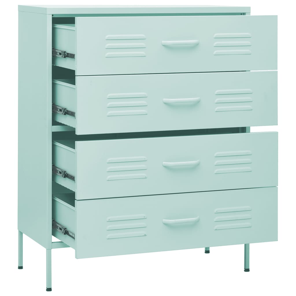 Cassettiera Menta 80x35x101,5 cm in Acciaio - homemem39