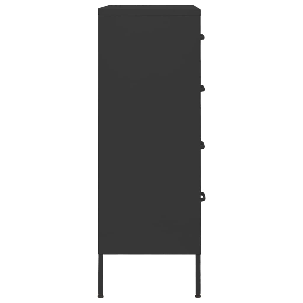 Cassettiera Nera 80x35x101,5 cm in Acciaio