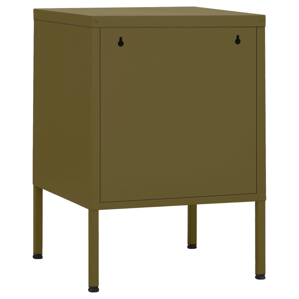 Comodino Verde Oliva 35x35x51 cm in Acciaio | homemem39