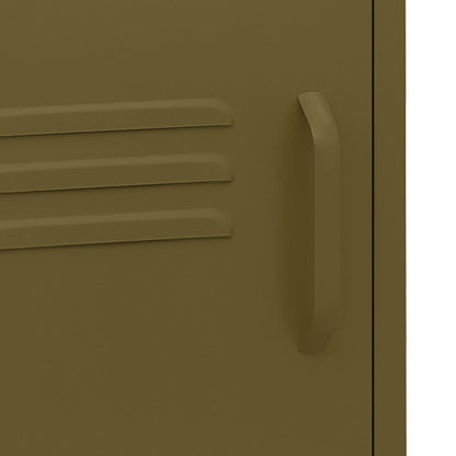 Comodino Verde Oliva 35x35x51 cm in Acciaio - homemem39