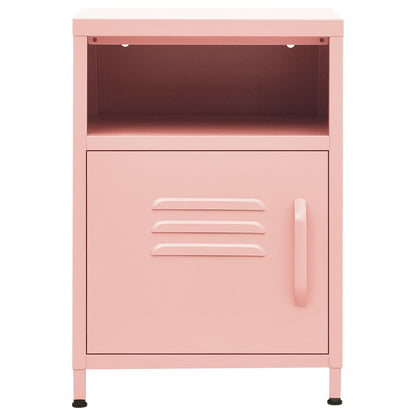 Comodino Rosa 35x35x51 cm in Acciaio - homemem39