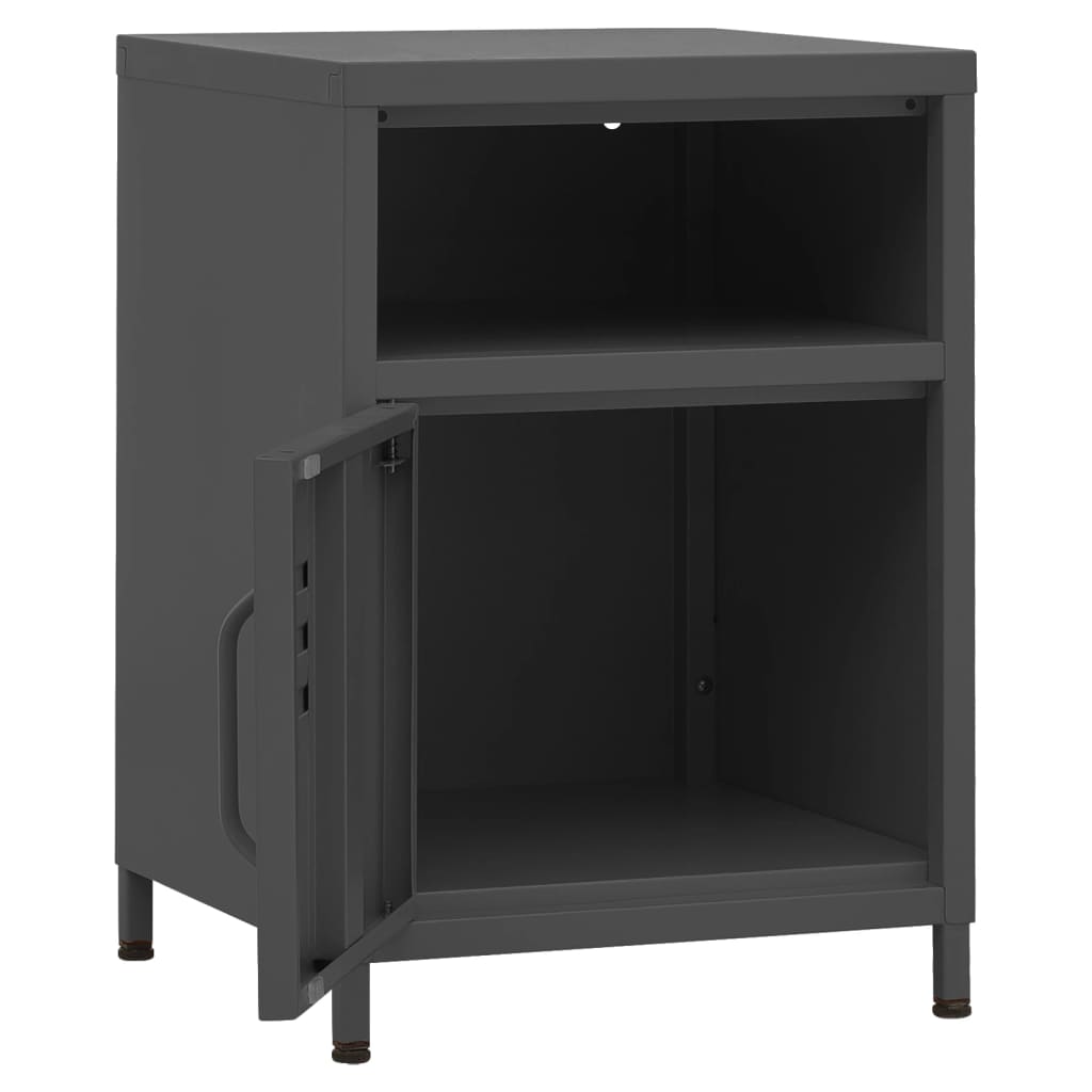 Comodino Antracite 35x35x51 cm in Acciaio | homemem39