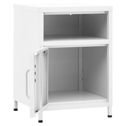 Comodino Bianco 35x35x51 cm in Acciaio | homemem39