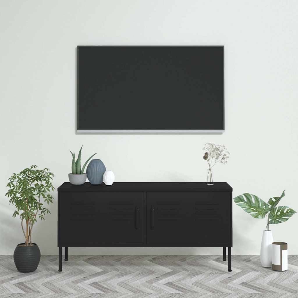 Mobile TV Nero 105x35x50 cm in Acciaio