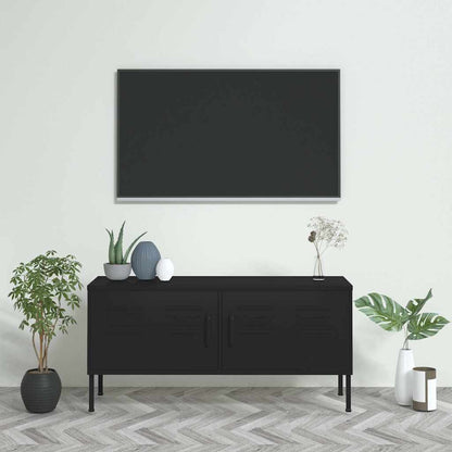 Mobile TV Nero 105x35x50 cm in Acciaio