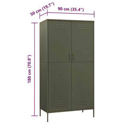 Armadio Verde Oliva 90x50x180 cm in Acciaio