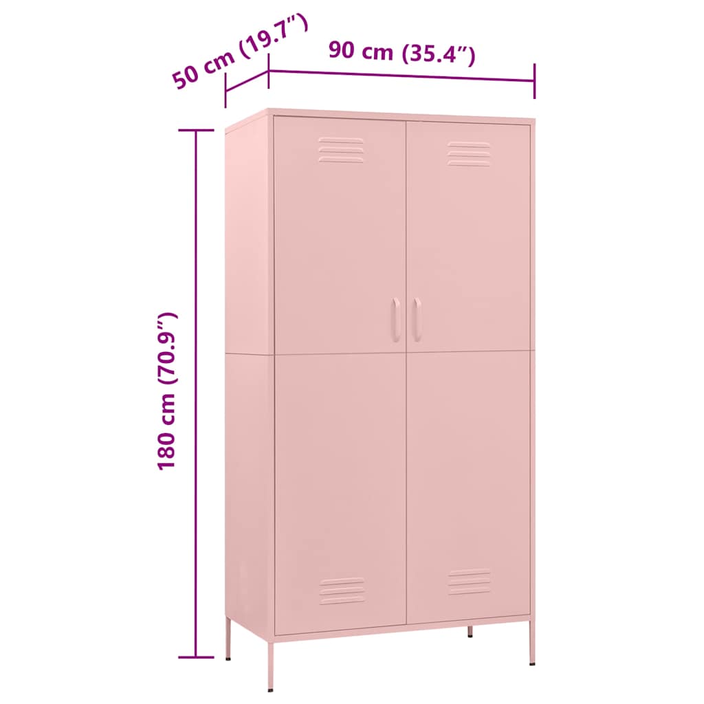Armadio Rosa 90x50x180 cm in Acciaio