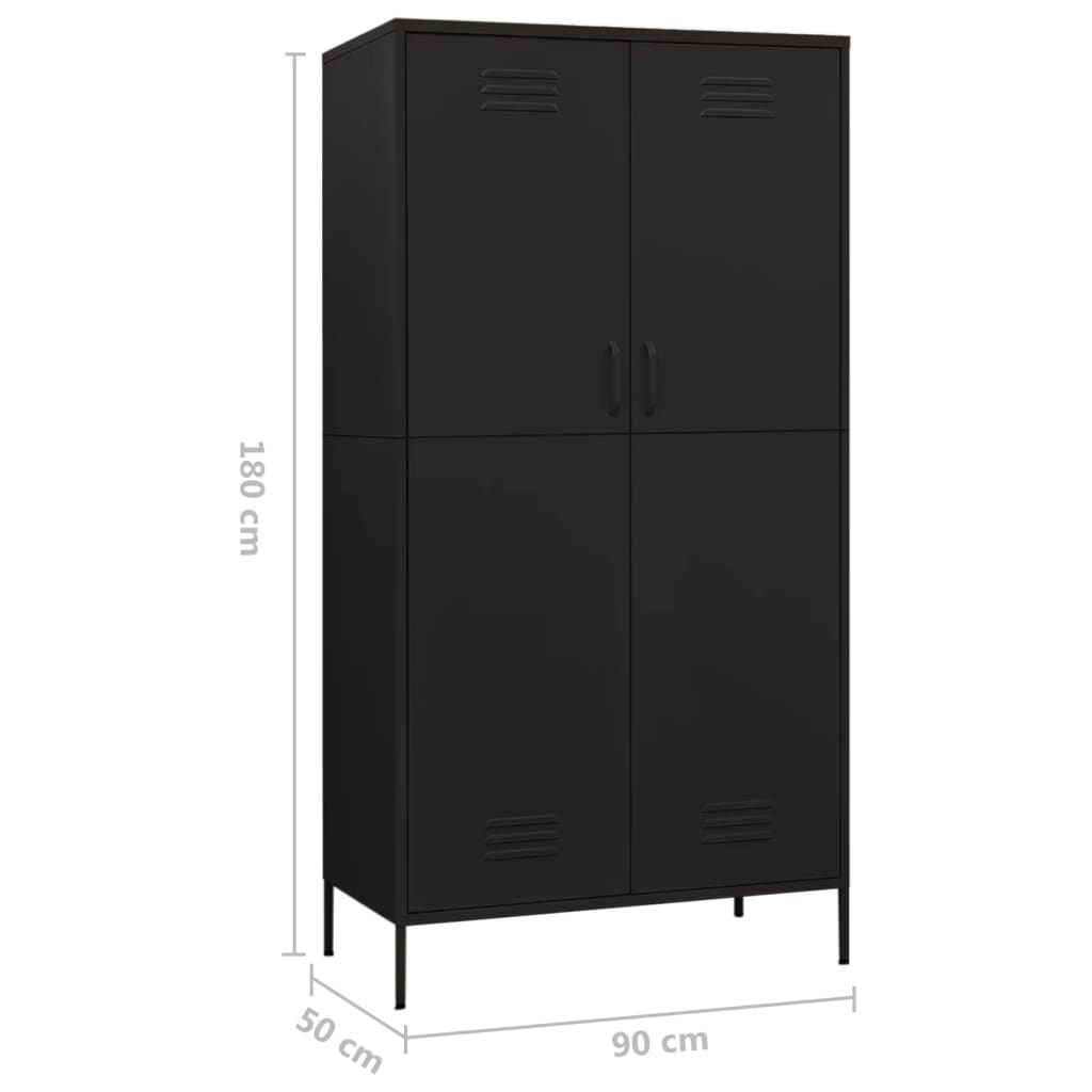 Armadio Nero 90x50x180 cm in Acciaio - homemem39