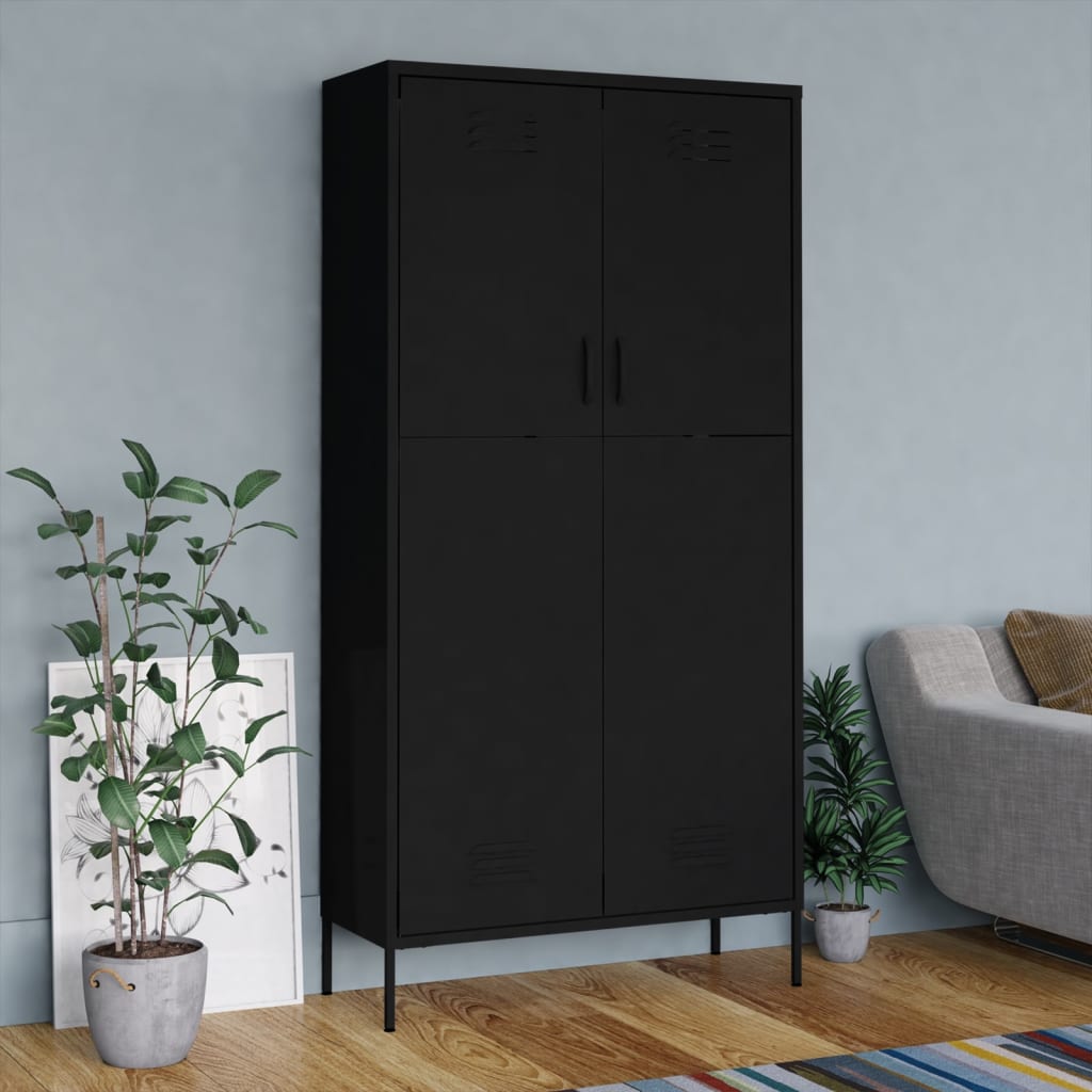 Armadio Nero 90x50x180 cm in Acciaio - homemem39