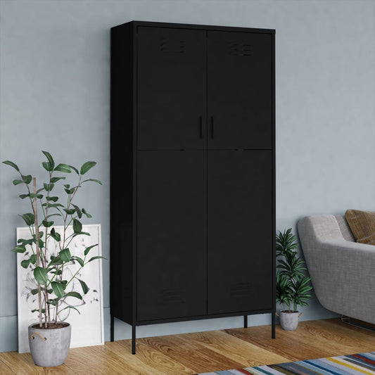 Armadio Nero 90x50x180 cm in Acciaio - homemem39