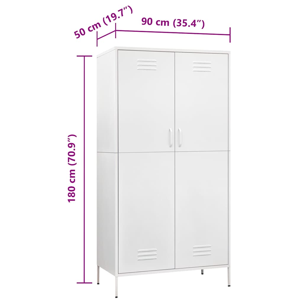 Armadio Bianco 90x50x180 cm in Acciaio