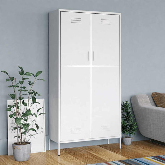 Armadio Bianco 90x50x180 cm in Acciaio | homemem39