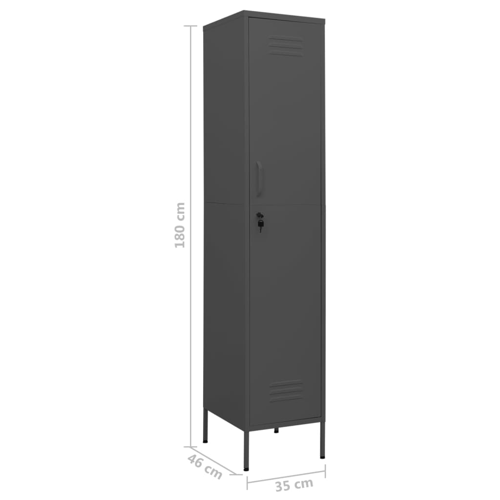 Anthracite wardrobe 35x46x180 cm in steel