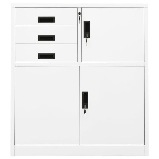Armadio per Ufficio Bianco 90x40x102 cm in Acciaio | homemem39