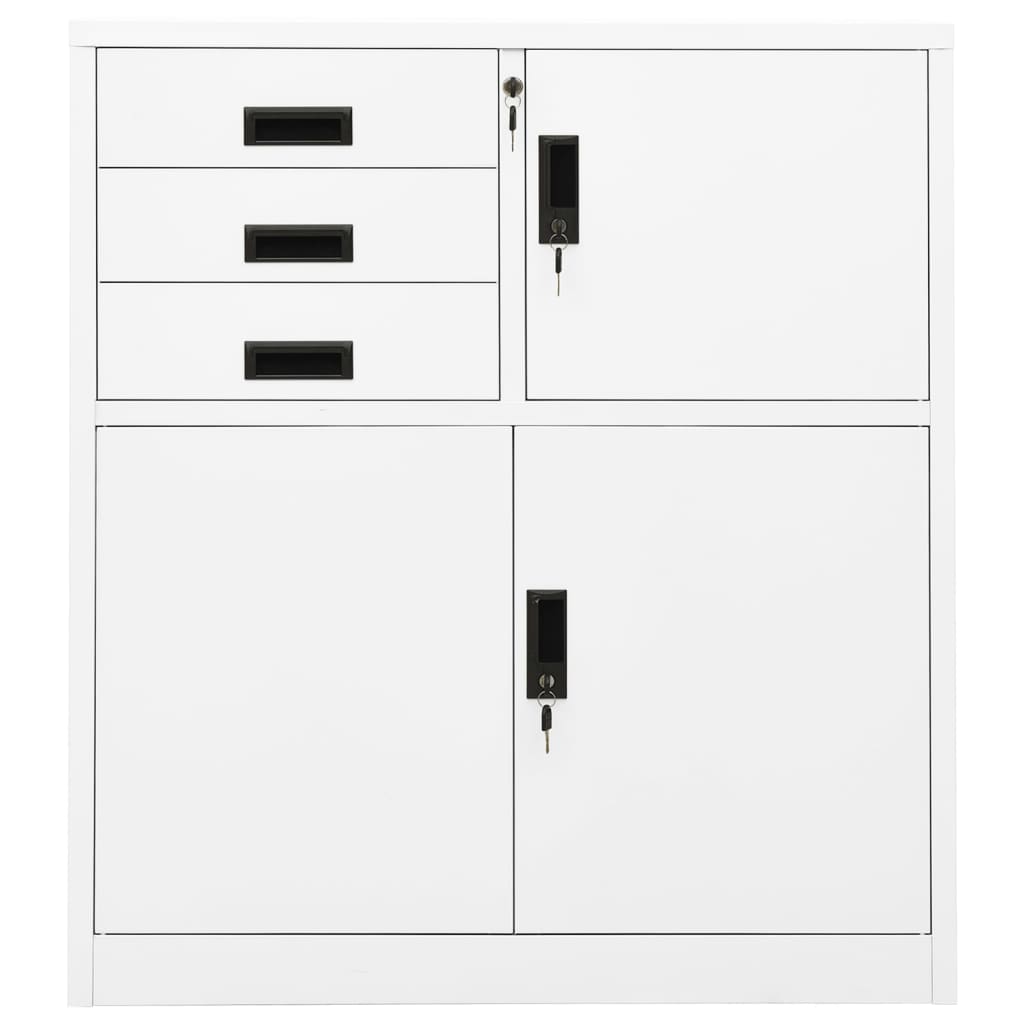 Armadio per Ufficio Bianco 90x40x102 cm in Acciaio