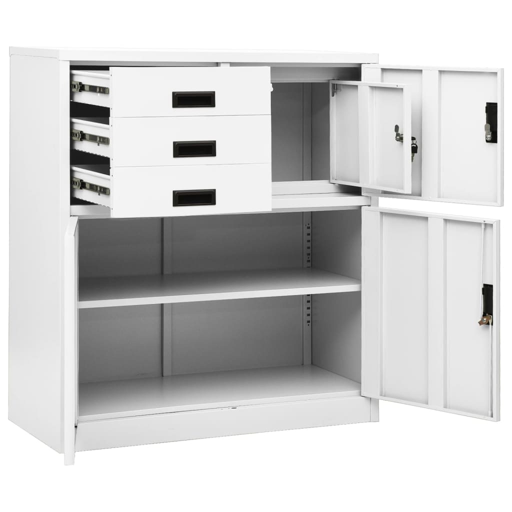 Armadio per Ufficio Bianco 90x40x102 cm in Acciaio | homemem39