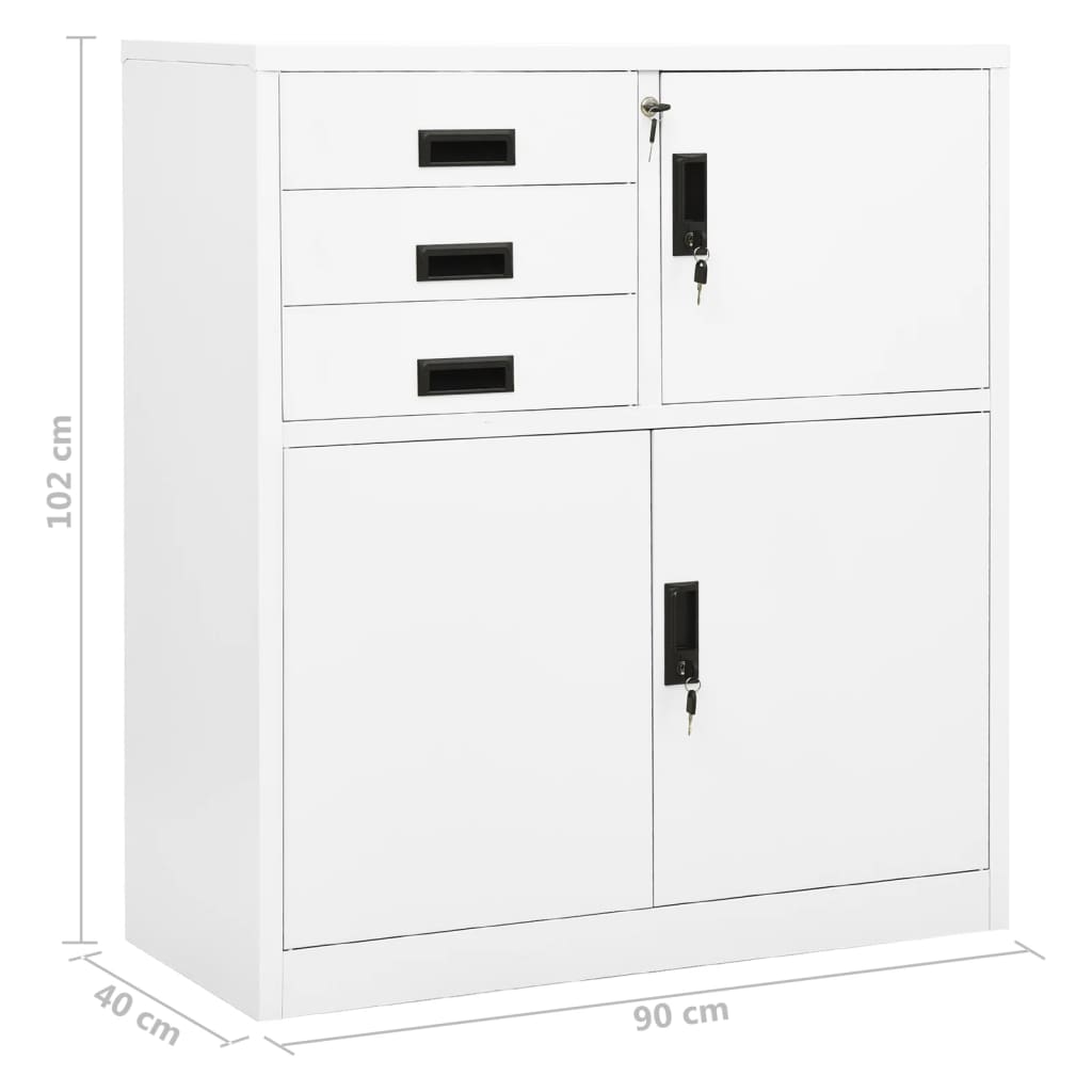 Armadio per Ufficio Bianco 90x40x102 cm in Acciaio | homemem39
