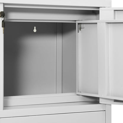 Armadio per Ufficio Grigio Chiaro 90x40x102 cm in Acciaio | homemem39