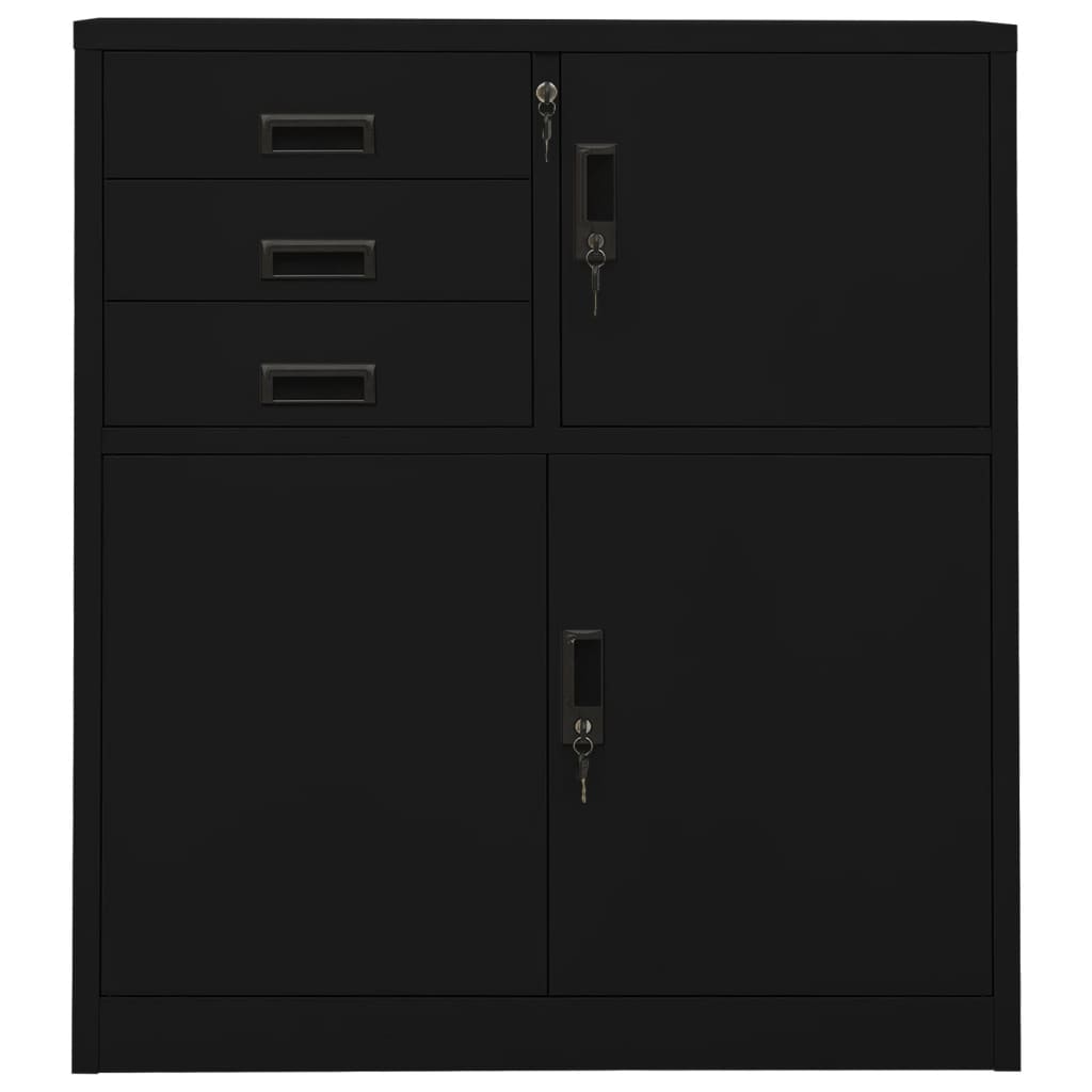 Armadio per Ufficio Nero 90x40x102 cm in Acciaio