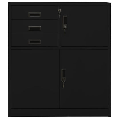 Armadio per Ufficio Nero 90x40x102 cm in Acciaio