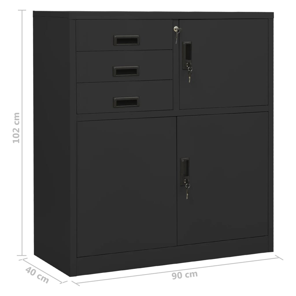 Armadio per Ufficio Antracite 90x40x102 cm in Acciaio