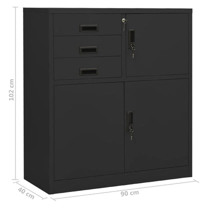 Armadio per Ufficio Antracite 90x40x102 cm in Acciaio