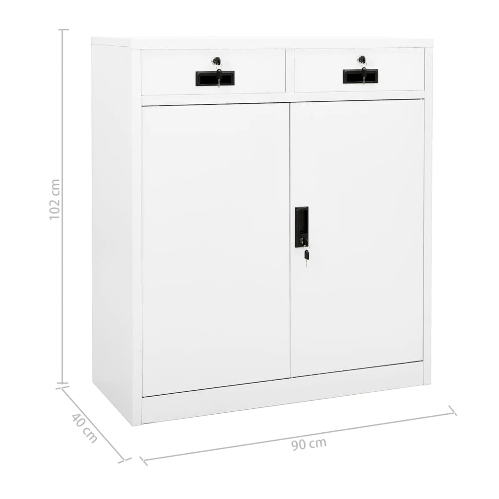 Armadio per Ufficio Bianco 90x40x102 cm in Acciaio - homemem39