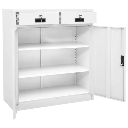 Armadio per Ufficio Bianco 90x40x102 cm in Acciaio