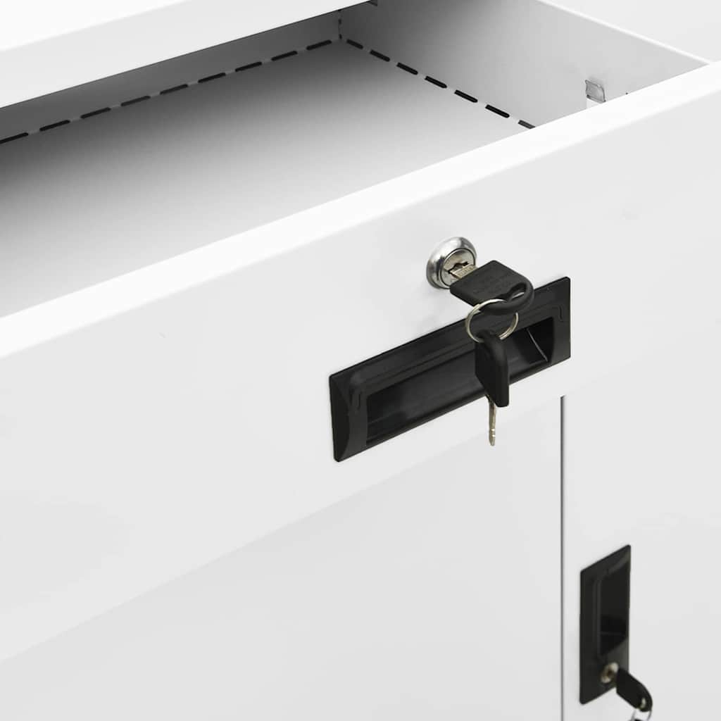Armadio per Ufficio Bianco 90x40x102 cm in Acciaio