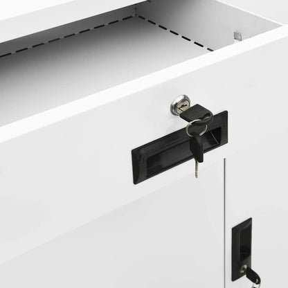 Armadio per Ufficio Bianco 90x40x102 cm in Acciaio