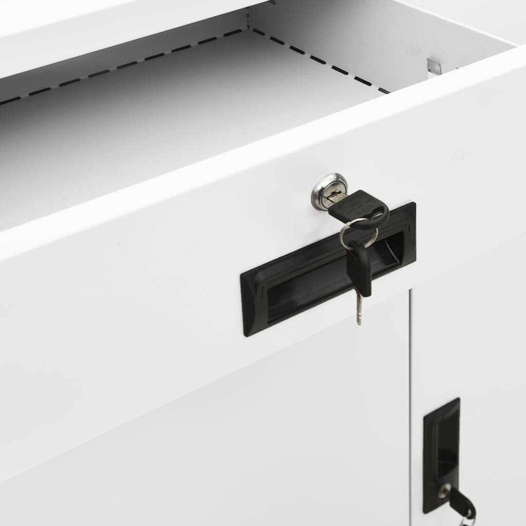 Armadio per Ufficio Bianco 90x40x102 cm in Acciaio