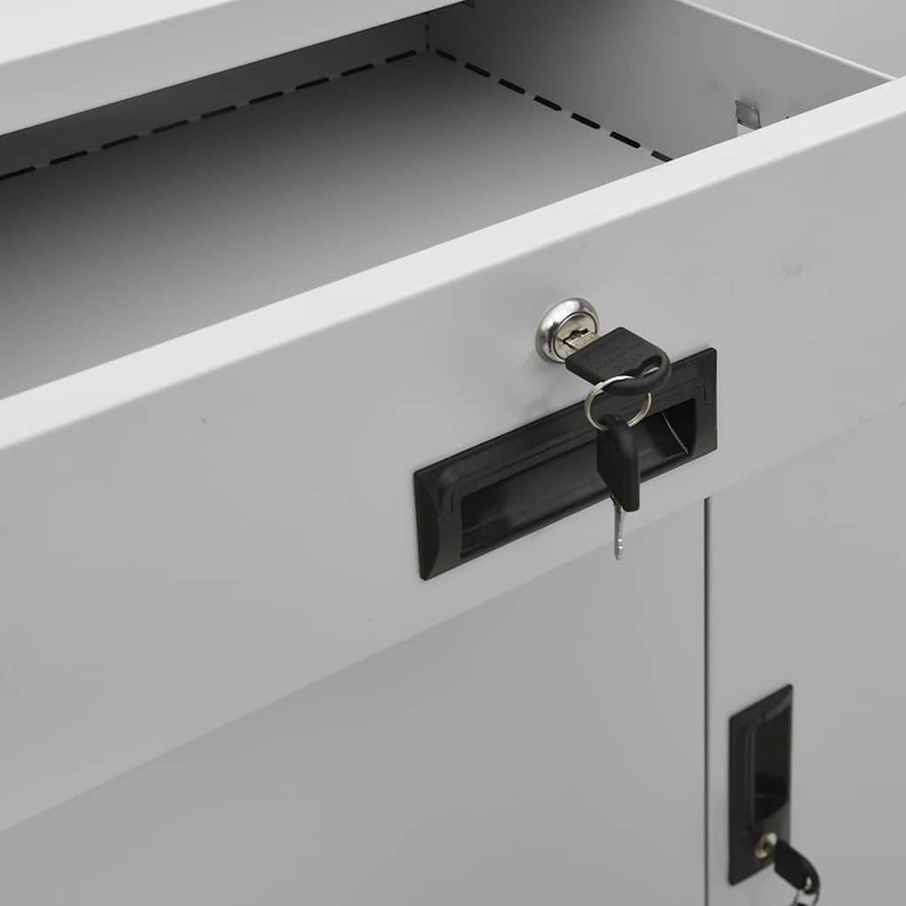Armadio per Ufficio Grigio Chiaro 90x40x102 cm in Acciaio